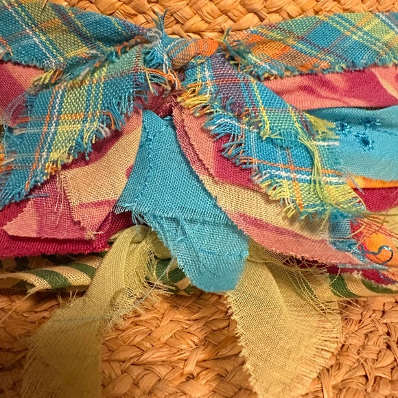 Cappelli Straworld Stylish Tan Raffia Straw Hat with Multicolor Ribbon O/S - Picture 3 of 7